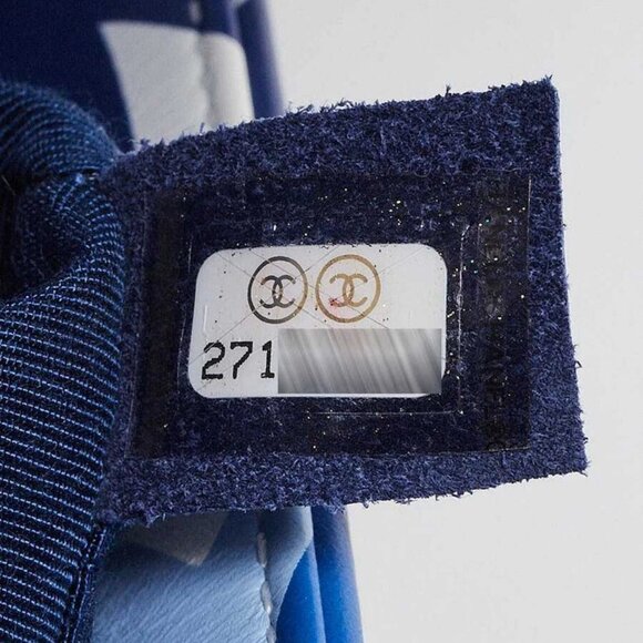 Chanel Blue/White Printed Leather Small Boy Bag - Picture 10 of 10